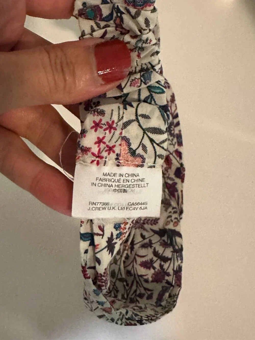 J.Crew Floral Twist Headband Ivory Multicolor Elastic Back